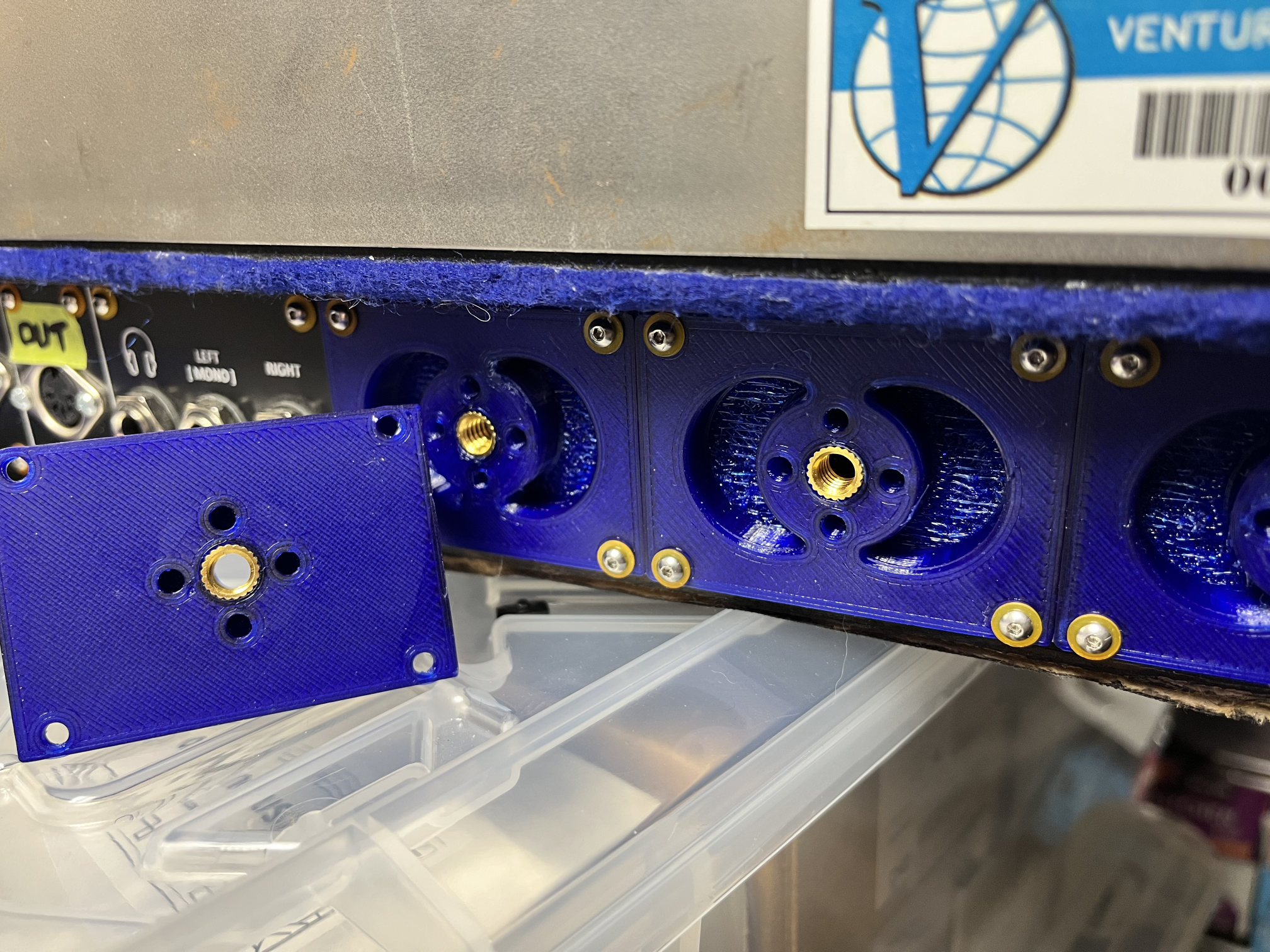 1u PulpLogic tiles mounted in the back of my Eurorack modular synthesizer.